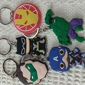 5 Super Heros Key Chains Premium Material & Safe PVC Lot # 2